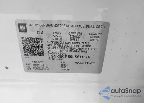 2020 Chevrolet Blazer Fwd 2Lt from USA, damaged, VIN 3GNKBCRS9LS611514